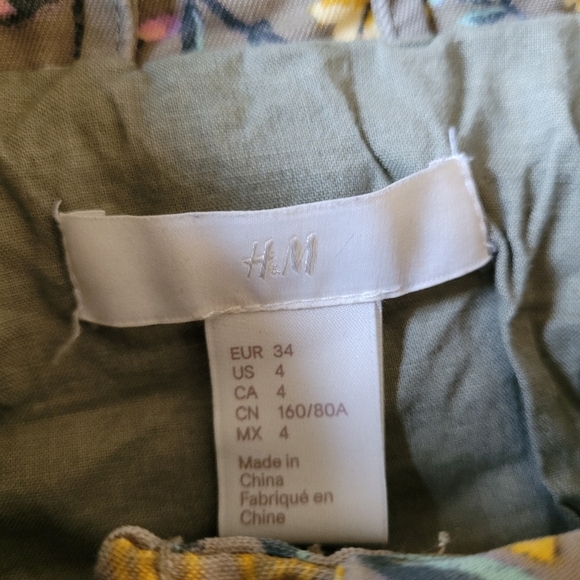 H&M Army Green Floral Utility Zip-Up Jacket Size Women's 4 - Picture 13 of 14